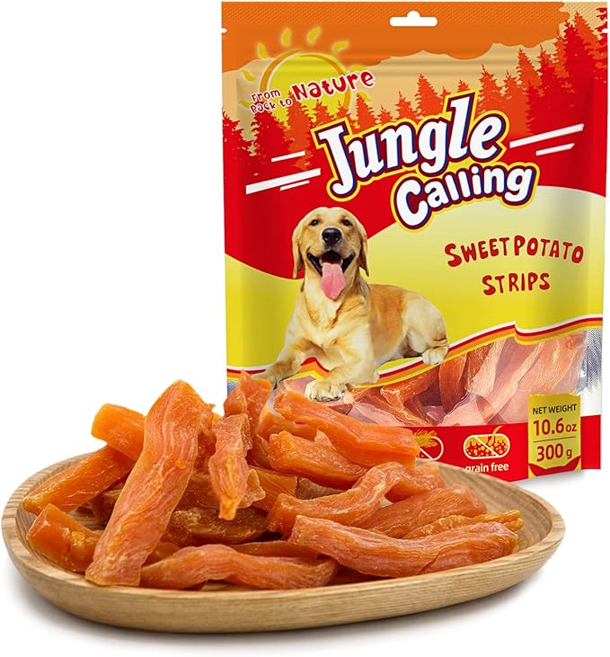 Jungle Calling Sweet Potato Dog Treats,Low Fat Natural Soft Chews for Weight Management, Single Ingredient and Grain Free Healthy Snacks Puppy Adult Dogs,10.6oz