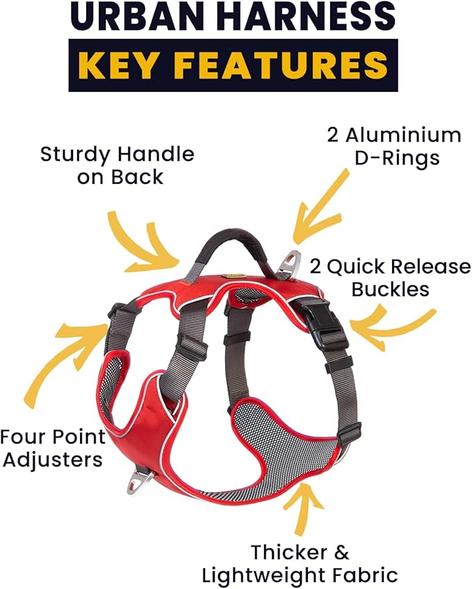 No Pull Dog Harness with 2 Leash Clips, Reflective Vest, Adjustable and Padded, Easy Walk Front/Back Clips (Red, X-Small)