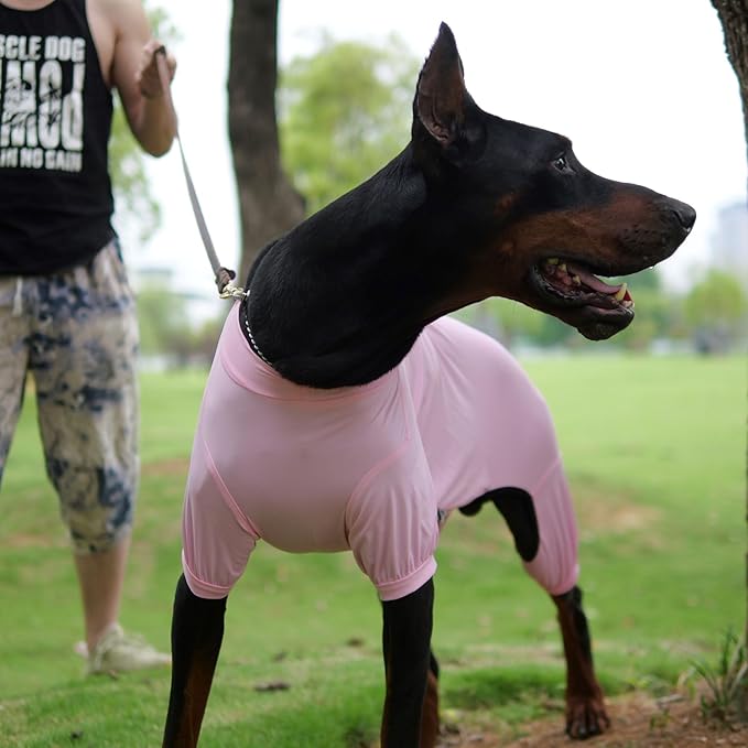 LoveLongLong Dog Jumpsuit with UV Protection and Quick-Dry Fabric for Spring Summer Pet Pajamas Pink 3XL