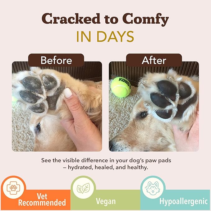 Natural Dog Company Paw Soother Balm & Wax 2 oz Tin – Restorative Paw Repair with Coconut & Hempseed + Calendula – Heals Dry, Cracked, Rough Pads – Lick-Safe, Vegan for All Breeds