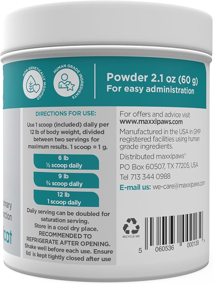 maxxipaws maxxiUtract Urinary & Bladder Support - Powder Supplement for Cats, 2.1oz