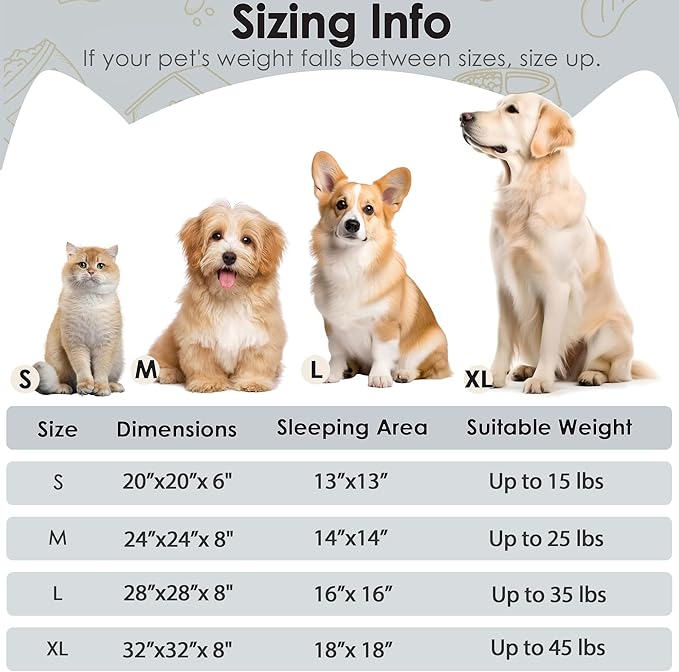 Dogs Bed for Small Dogs, Anti-Anxiety Washable Round Bed (Light Grey, 24.0" L x 24.0" W x 8.0" Th)