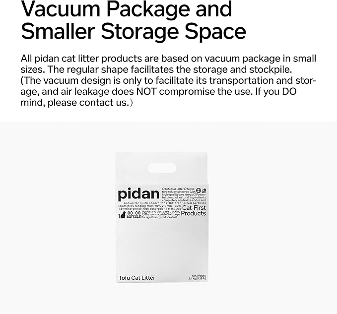 pidan Tofu Cat Litter Clumping,Flushable,Ultra Absorbent and Fast Drying, 100% Natural Ingredients Litter,Solubility in Water,Really Dust-Free,Less Scattering (5.3lb×1bag)