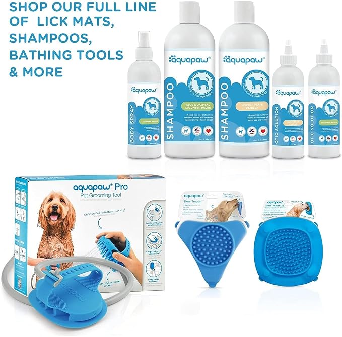 Aquapaw Dog Licking Mat for Wall & Floor - 1-Pack Blue - Suction Slow Feeder for Treats & Peanut Butter - Also Bath Toy for Dogs