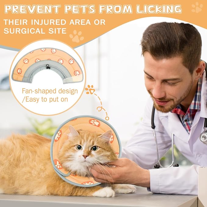 Cat Cone Collar Soft Elizabethan Collar for Surgery Recovery - Adjustable for Small and Large Cats Kittens to Stop Licking