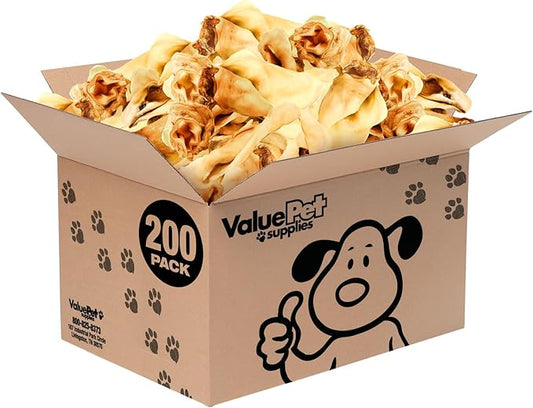 ValueBull Cow Ears, Varied Sizes/Shapes, 200 Count Bulk Pack - All Natural Dog Treats, 100% Angus Beef, Single Ingredient, Fully Digestible, Cleans Teeth & Gums
