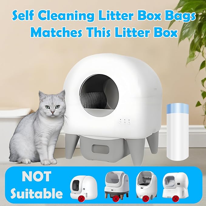 120 Count Cat Litter Bags For Poop Compatible with Litter Robot Waste Bags,Litter Box Liners With Drawsting For Automatic or Self-Cleaning Cat Box, Heavy-Duty, Extra Thick,26.37"X15.74"