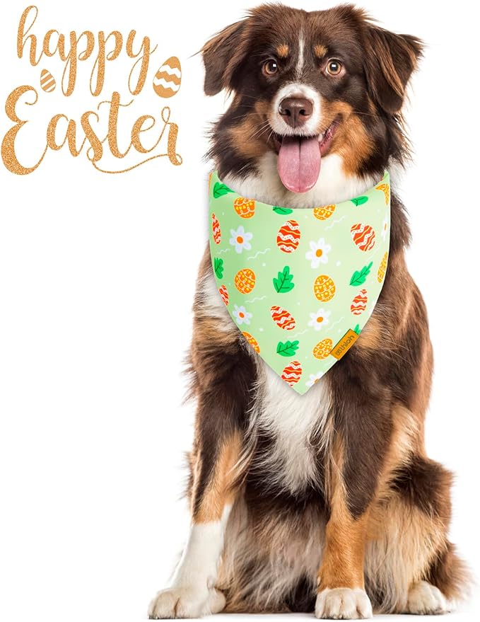 Easter Dog Bandanas 2 Pack - Pet Scarf for Boy and Girl, Spring Pet Accessory, Reversible Holiday Bandana for Small Dogs (Small)