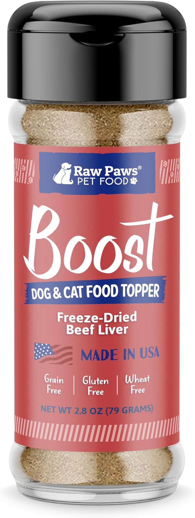 Raw Paws Boost Pet Food Topper Freeze-Dried Beef Liver, 2.8-oz, Made in USA, Dog Food Toppers for Picky Eaters, Cat Gravy Dog Gravy Topper for Dry Food, Beef Liver Sprinkles for Dogs, Cat Food Toppers