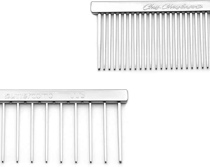 Chris Christensen 003 7.5 in. F/XC Greyhound-Style Butter Comb, Groom Like a Professional, Rounded Corners Prevent Friction and Breakage, Solid Brass Spin with Steel Teeth, Chrome Finish.