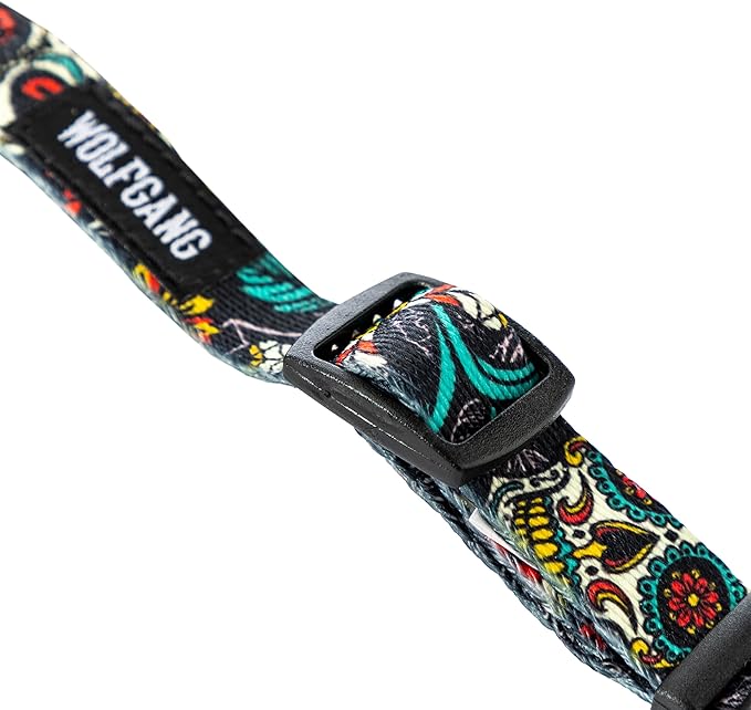Wolfgang Heavy Duty Martingale Dog Collar with Quick Release Nylon Buckle for Walking & Training, LosMuertos Print, Medium
