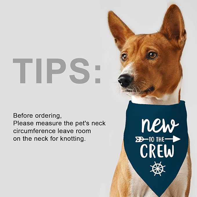 New to The Crew Dog Bandana New Puppy Announcement Gender Reveal Gift for New Owners Puppy Bandana Dog Owner Gifts Soft Triangle Bibs Scarf Accessories for Small Medium Dogs Pets (Blue)