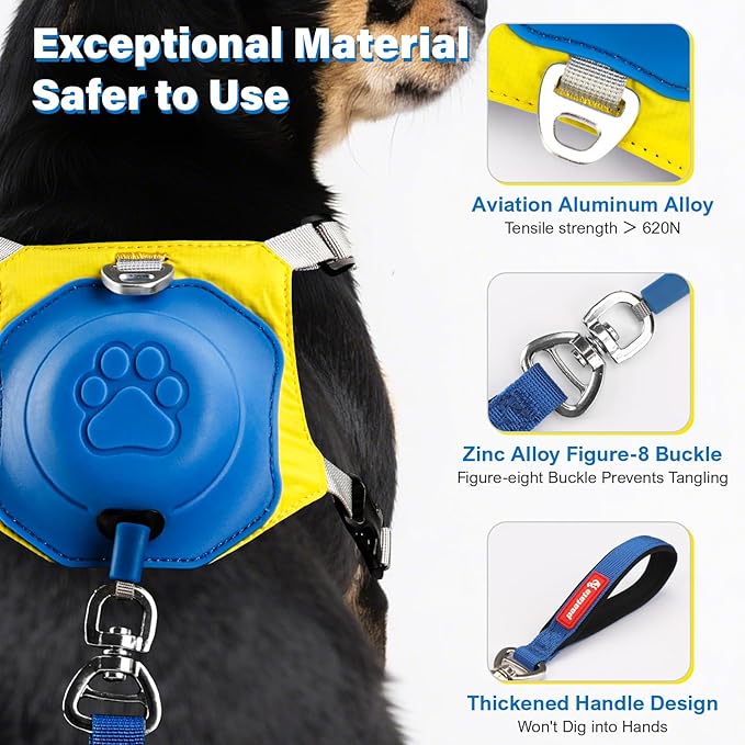 No Pull Dog Harness, 2 in 1 Retractable Harness with Auto-Lock, Reflective Breathable Mesh and Handle, Adjustable Leash Set for Small, Medium,Large Dogs,Cats (Color 2, S)