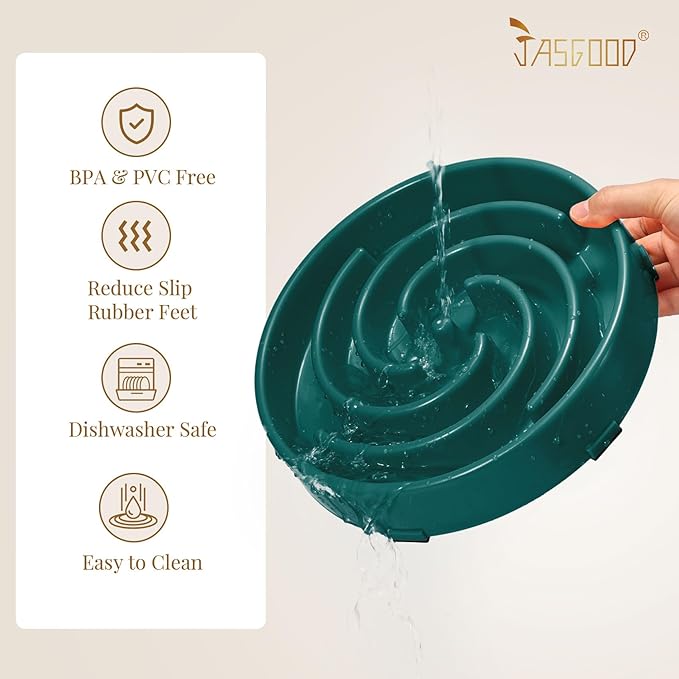 JASGOOD Slow Feeder Dogs Bowl for Large Medium Dogs,Anti-Gulping Pet Slower Food Feeding Bowls Stop Bloat,Preventing Choking