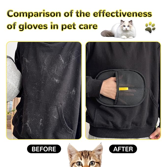 Pet Hair Remover - Pet Hair Removal Glove, 4 in 1- Reusable Hair Remover Brush with 17inch Long Handle, Electrostatic Gloves Pet hair for Furniture, Couch, Carpet