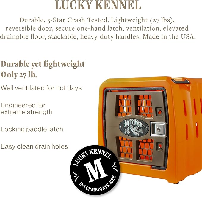 Lucky Dog Kennel, Durable Crash Tested Portable Dog Crates, Medium, Uplander (Orange)