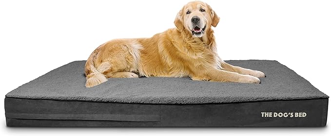 The Dog’s Bed Orthopedic Jumbo Memory Foam Dog Bed, XXXL Grey Plush, Pain Relief for Arthritis, Hip & Elbow Dysplasia, Post Surgery, Lameness, Supportive, Waterproof Washable Cover