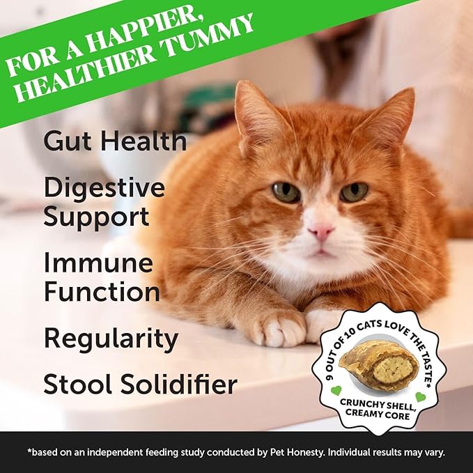 Cat Probiotics Gut + Immune Health Crunchy & Creamy Chews - Digestive Health, Supports Gut Health, Immunity, Healthy Digestion + Cat Constipation Relief - Chicken 30-Day Supply