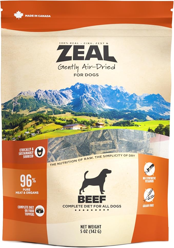 ZEAL Canada Air-Dried Beef Recipe for Dogs - High Protein, Natural Superfoods, Nutrient Rich, No Fillers, Grain Free, Complete & Balanced (Beef, 5 oz)