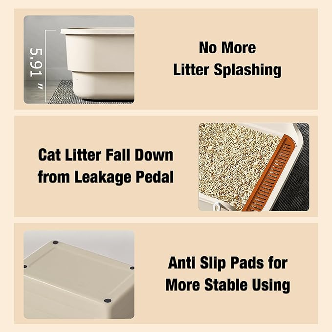 Gefryco Extra Large Cat Litter Box with High Sides, Side Entry Kitty Litter Boxes for Indoor Cats, Anti Splashing (White)