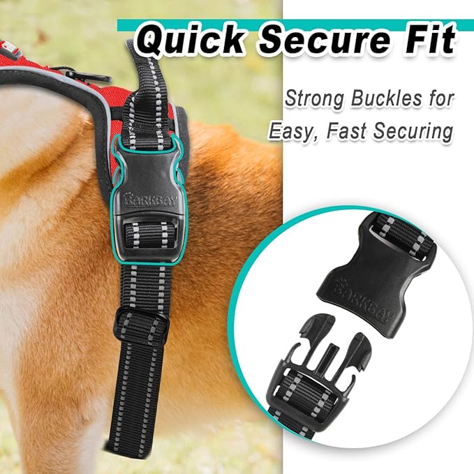 BARKBAY Dog Harness No Pull for Small Dogs - Adjustable, Reflective, Comfortable, No Choke, Heavy-Duty - Perfect for Outdoor Training, Walking, and Hiking - Strong & Durable - XS & Red