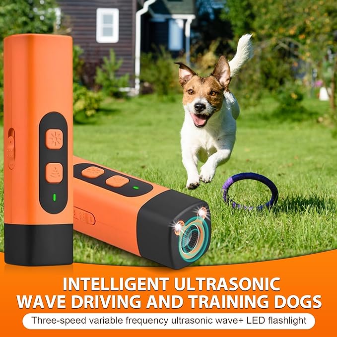 Dog Bark Deterrent Device, Anti Barking Devices for Dogs, Indoor Outdoor Use Rechargeable, Dog Bark Deterrent Device with LED Flashlight, Suitable for Training to Improve Bad Behavior