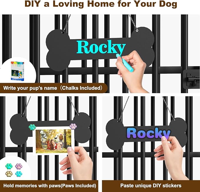 Easycom 27" Dog Crate Furniture Foldable, No Assembly Decorative Dog Kennel Indoor, Dog Crates for Small Dogs (Under 20 lb), Wooden Dog Cage with Adjustable Bowls and Name Tag, End Table, Oak Grey