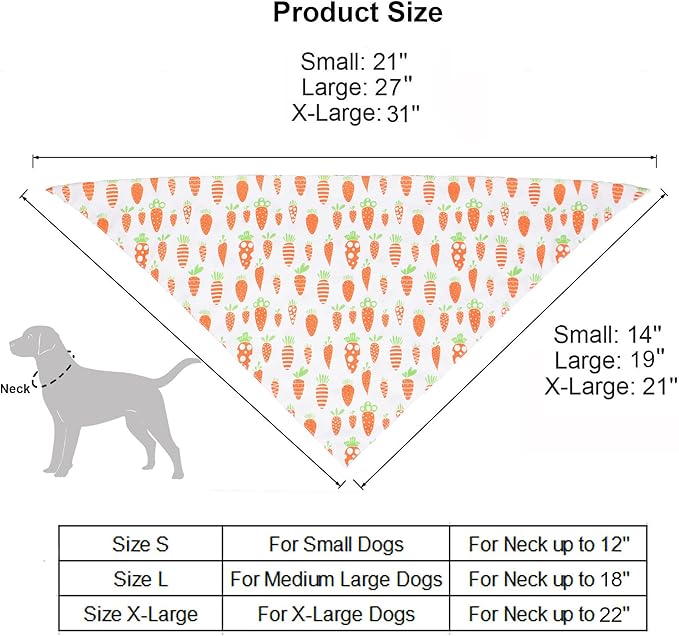 ADOGGYGO Easter Dog Bandana, Multiple Sizes Offered, Reversible Festival Pet Bandana Triangle Dog Scarf for Medium Large Dogs Pets (Large, Easter)