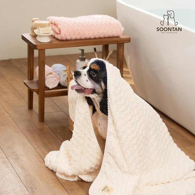 Microfiber Dog Towel Set for Drying Dogs – Absorbent, Quick-Dry, and Soft Towels for Bathing and Grooming Dogs and Cats, Including 2 Different Sized – Cloud Pet Towels (Pink)