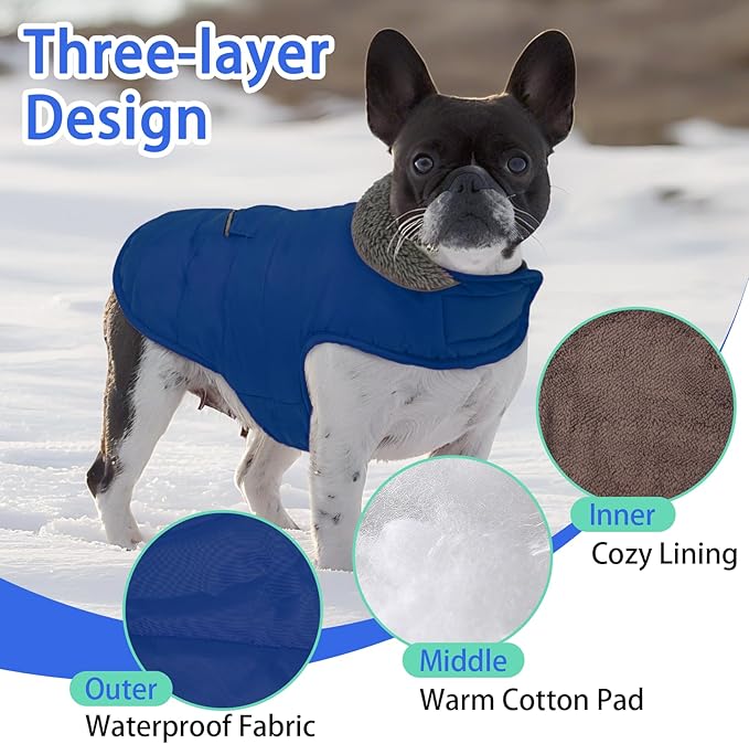 MIGOHI Warm Dog Winter Coat - Winter Dog Jacket, Reflective Windproof Fleece Vest with Leash Hole and Furry Collar