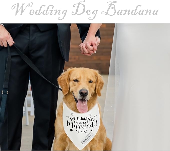 Realeaf My Humans are Getting Married Dog Bandana,Wedding Outfit for Boy and Girl, Premium Durable Fabric, Engagement Announcement for Large and XLarge Dogs (X-Large)
