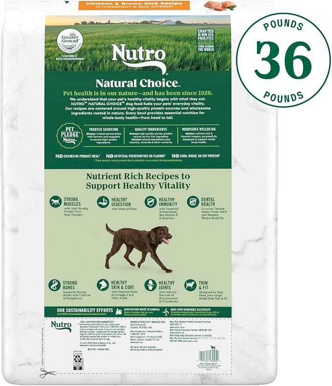 Nutro Natural Choice Adult Large Breed Dry Dog Food, Chicken and Brown Rice Recipe, 36 lbs.