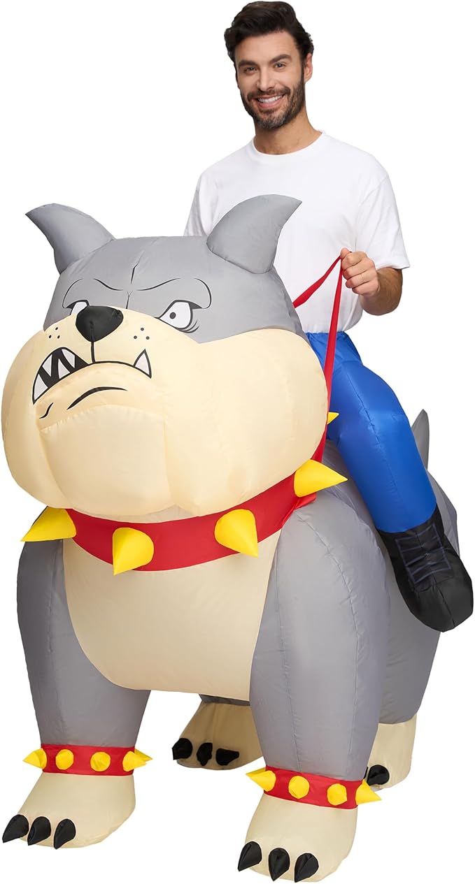 Spooktacular Creations Adults Halloween Inflatable Costumes, Riding a Bulldog, Ride on Inflatable Suit for Themed Parties