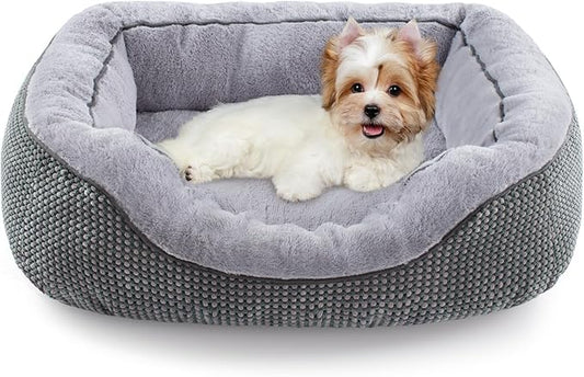INVENHO Dog Bed for Small Dogs - Washable, Orthopedic, Calming & Warming - Durable Pet Bed with Anti-Slip Bottom (25"x21"x8")