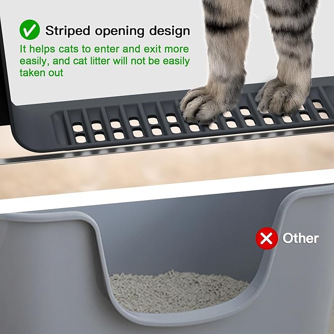 XXXL Stainless Steel Litter Box, Extra Large Cat Litter Box for Large Cats & Multi-Cat Homes, Leak-Proof with High Walls & Non-Slip Base - 28"x20"x12"
