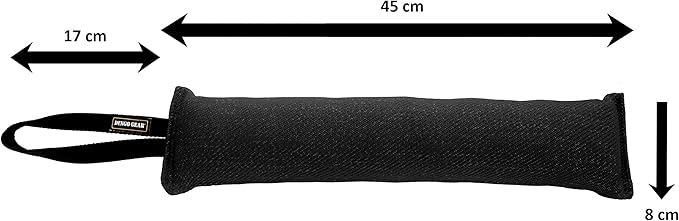 Dingo Gear French Linen tug Toy for Dog, Dog Bumper for Training, Agility, tug of war, Dog bite Pillow for Strong Dog, 1handle 18" Black S00075