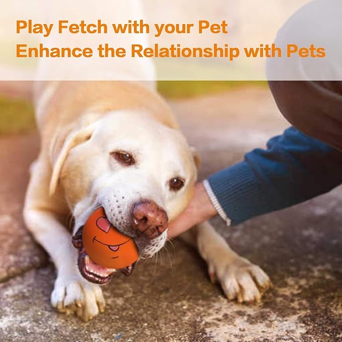 Squeaky Dog Toy Chewing Dog Toys Durable Teething Latex Rubber Soft Interactive Fetch Play Dog Balls with Funny Face for Puppy Small Medium Pet Dog (5PCS)