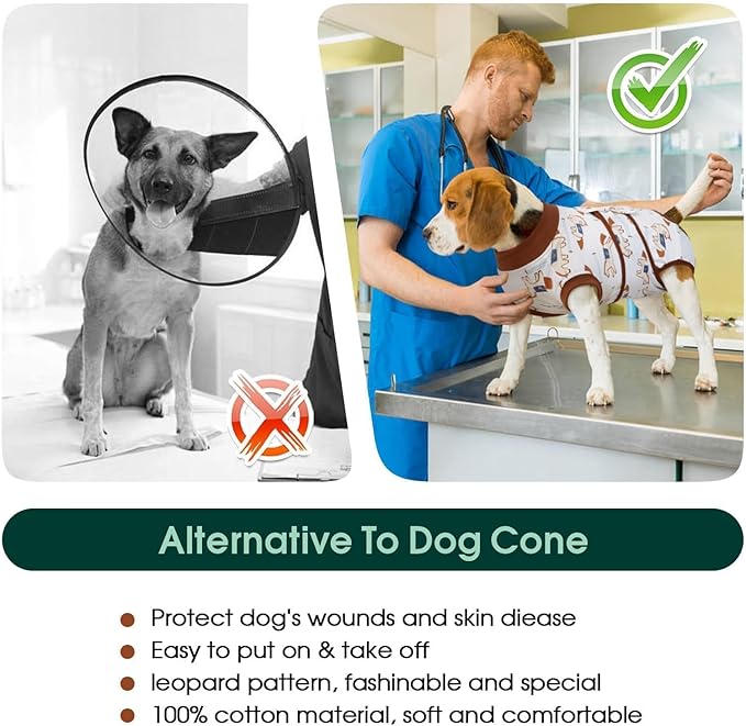 Kuoser Dog Recovery Suit for Post-Surgery Care, Spay Neuter Bodysuit for Female & Male Dogs, Anti-Licking Surgical Onesie, Snug Fit for Abdominal Wound Protection & Skin Healing, BrownPony L