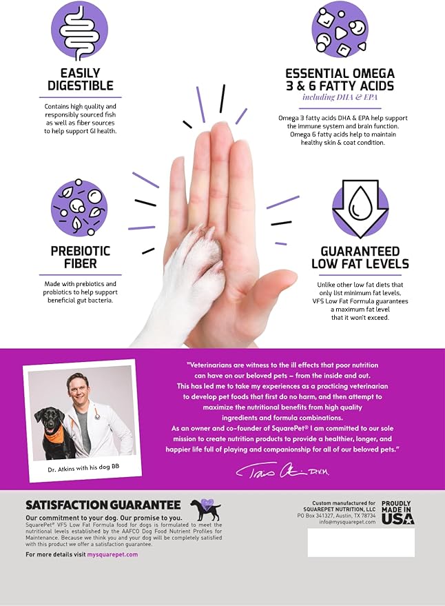 Veterinarian Formulated Solutions Low Fat Content Lean Whitefish, Highly Digestible, Dry Dog Food 22lbs