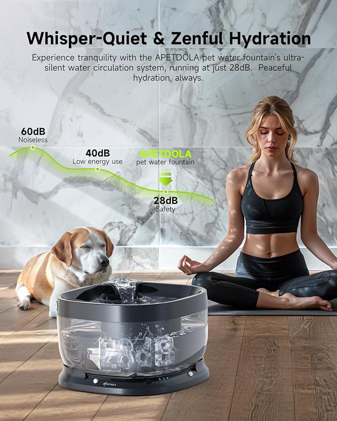 Wireless Dog Water Fountain with 30 Filter,Battery Operated Dog Water Dispenser with Motion Sensor, 237 oz/ 7L Cordless Fountain Water Bowl for Large Dogs Cat(Replacement Filter for 7.5 Months)