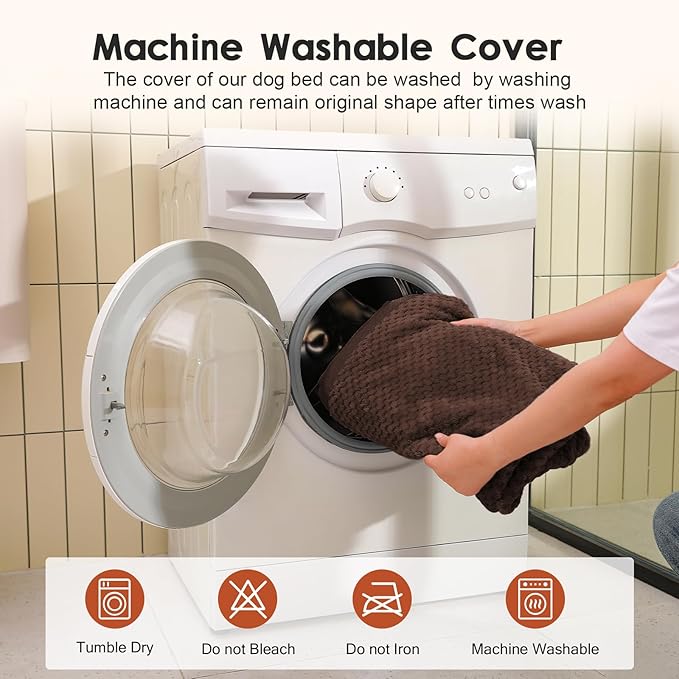 Orthopedic Dog Beds Large Sized Dog, Memory Foam Pet Bed for Large Dogs, Washable Removable Cover, Nonskid Bottom, Waterproof, 44x32x6 Inches, Brown Grey