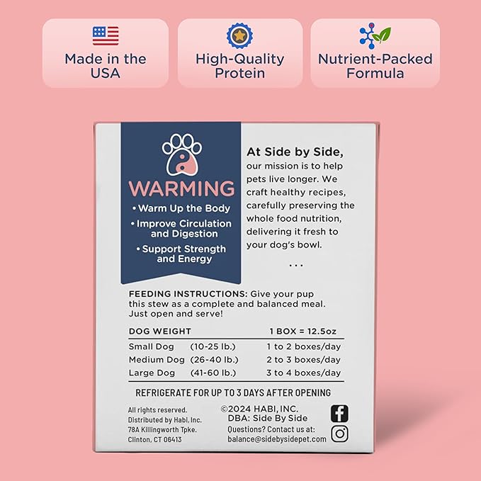 Side by Side Chicken & Lamb Stew - Warming Wet Dog Food & Dog Food Topper for All Breeds - Made with Nutrients & Whole Raw Ingredients - No Artificial Additives or Fillers - (12.5 oz, 12-Pack)