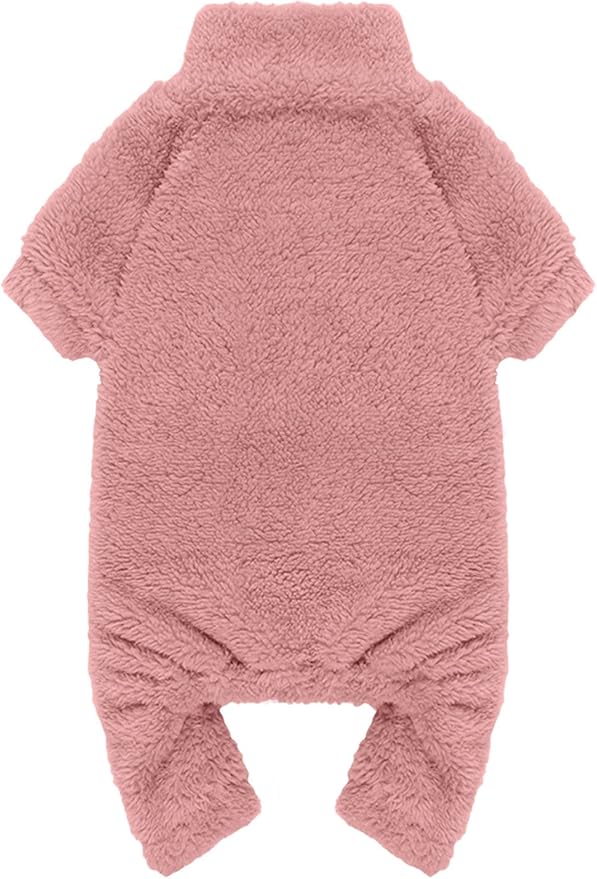 Fuzzy Dog Pajamas Turtleneck Pet Clothes Warm Soft Cozy Lightweight Pet Pjs Dog Sweaters for Small Dogs(Pink-S/M)