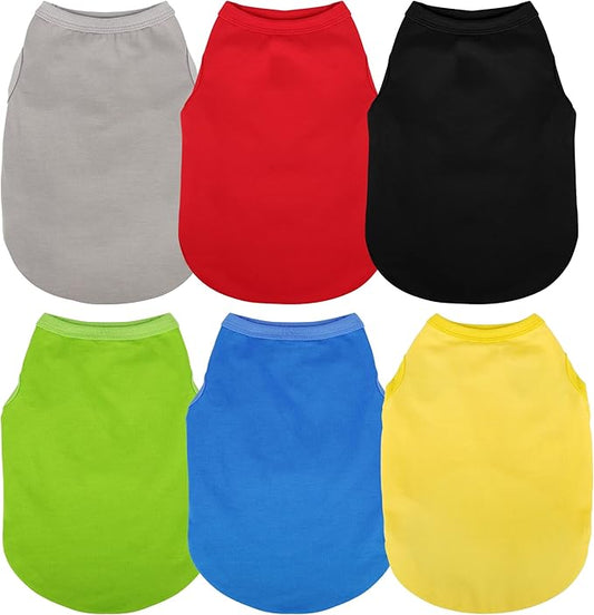 Paiaite 6 Pieces Plain Dog Shirt Sleeveless Puppy Cotton Dog Shirts Breathable Pet Apparel Tank Top Colorful Puppy Sweatshirt Clothes for Small Medium Dogs XS