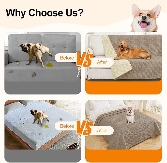 Smiry Waterproof Dog Blanket, 30x70 Inch Soft Pet Bed Cover Reversible, Washable Sofa Couch Furniture Protector for Small Medium Large Dog Puppy Cat, Taupe/Beige