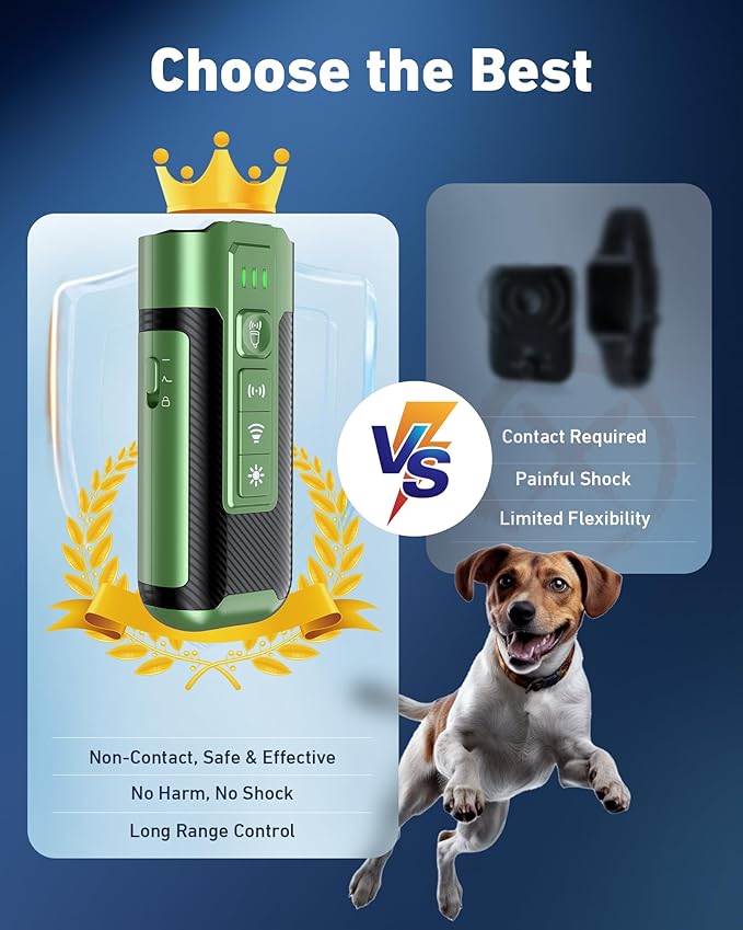 Dog Bark Deterrent Devices-Ultrasonic Anti Barking Device for Dogs with 50ft Range, Rechargeable No Barking Device for Own or Neighbor's Dogs, Portable Safe for Dogs/Humans | Indoor/Outdoor Use-Green