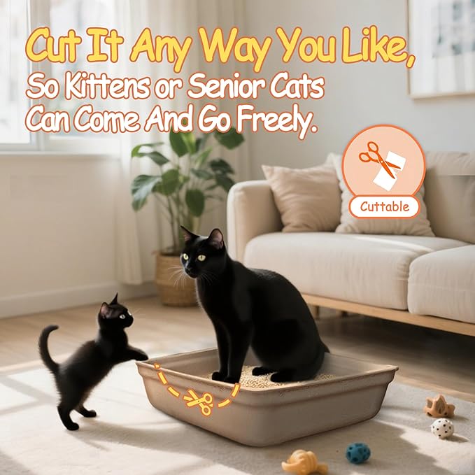 Disposable Litter Boxes for Cats Leak-Proof: 3-Pack Odor Control Sustainable Large Kitty Tray for Travel/Indoor Use