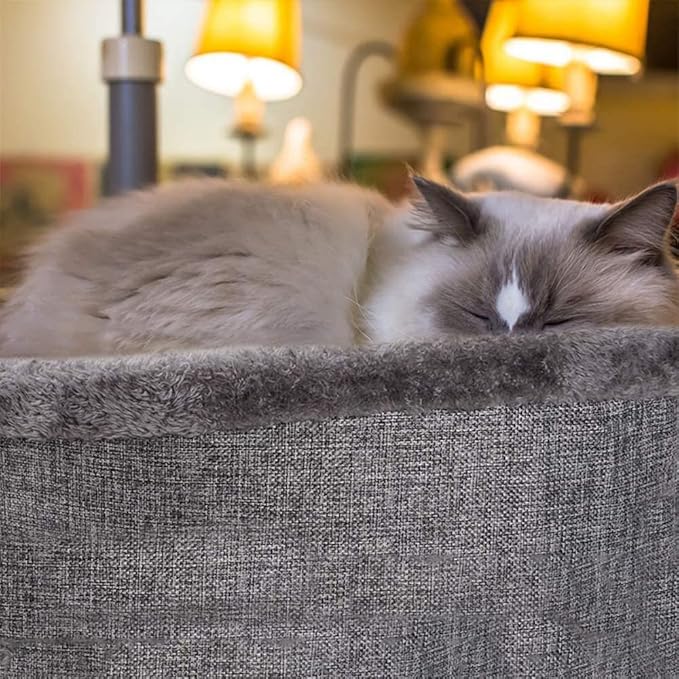 Cute Cat Bed Heart-Shaped Nest Cotton Fleece Soft Cat-Dog sofa Winter (XL, Grey)