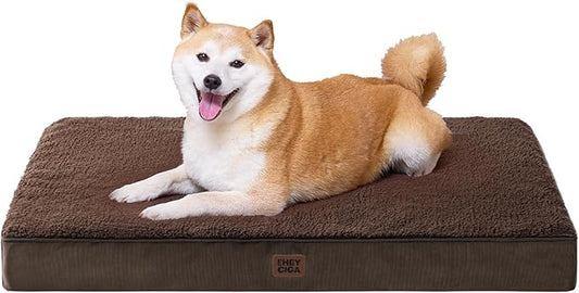 EHEYCIGA Orthopedic Dog Beds for Large Dogs with Removable Washable Cover, Brown, 36x27