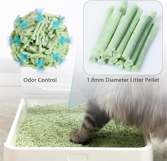 Tofu Cat Litter - Strong Clumping, Ultra Absorbent, Odor Control, Flushable, Low Tracking, Low Dust Tofu Litter Pellets 2 Packs/12LB (Green Tea)